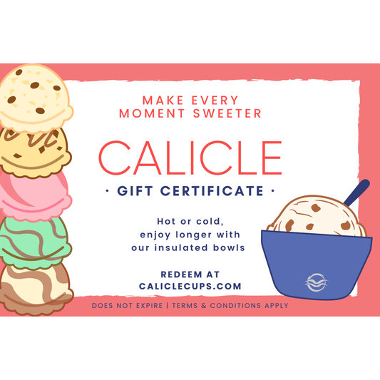 Calicle egift cards are the perfect way to spoil friends and family with insulated ice cream bowls